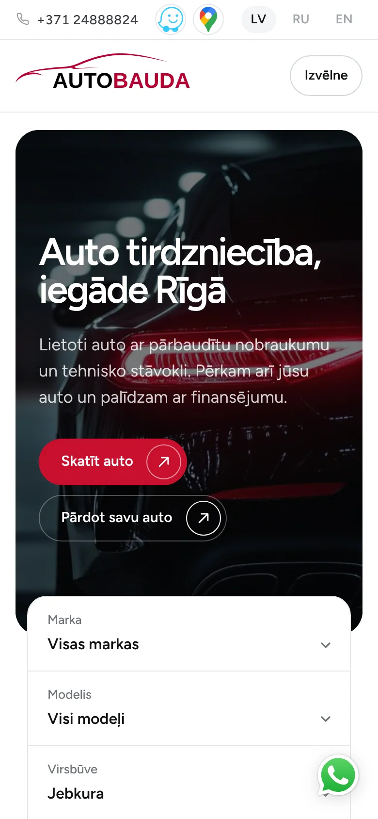 Mājaslapas mobilā versija - autobauda.lv